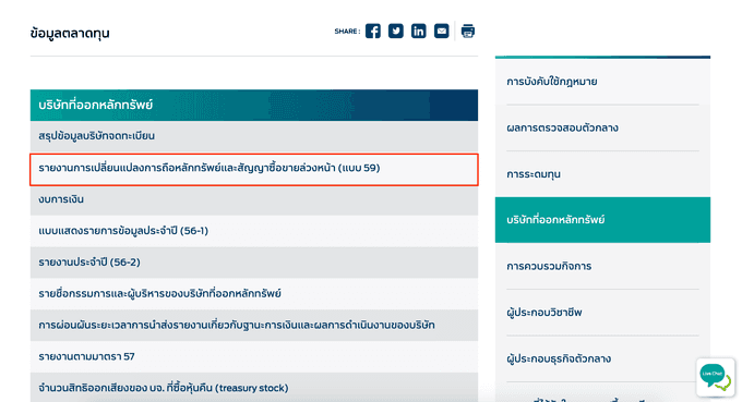 วิธีดูการซื้อขายหุ้น ของผู้บริหาร ซึ่งรู้ข้อมูลภายในด้วยแบบฟอร์ม 59