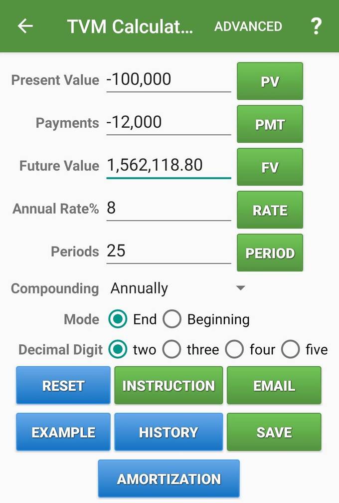 ตัวอย่างการคำนวณมูลค่าเงินในอนาคตผ่าน TVM Calculator